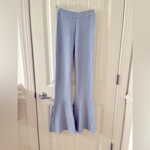 Something Navy Ribbed Knitted Flare Pants Cashmere - Picture 2 of 6